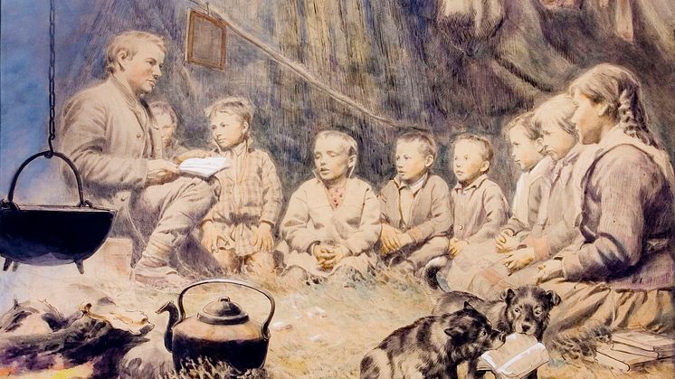 Ett av de konstverk med samiskt motiv av Johan Tirén som ingår i Lärarstiftelsens donation till Nordiska museet.