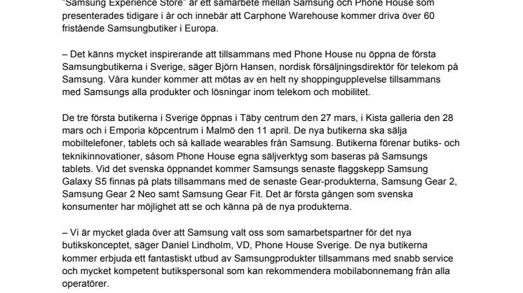 NU ÖPPNAR SVERIGES FÖRSTA SAMSUNGBUTIKER
