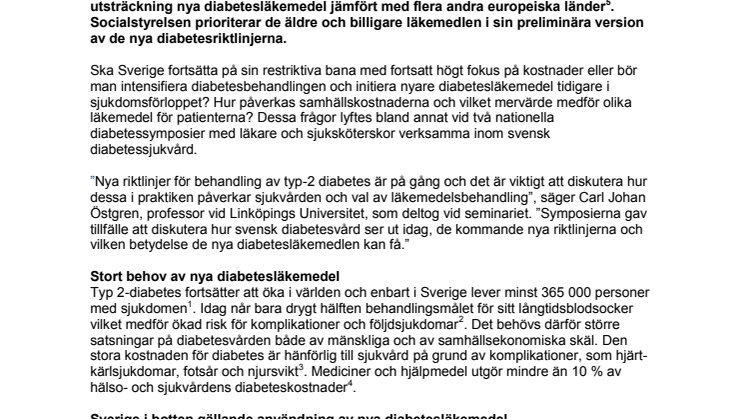 Stora utmaningar inom typ 2-diabetes: Nya diabetesläkemedel – hur kan de bidra till bättre behandlingsresultat 