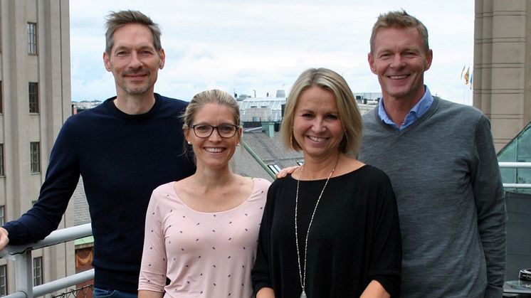 Från vänster Christian Tärnholm, MediCheck, Sofia Antonsson och Jeanette Steijer, Belly Balance samt Thomas Ehrengren, MediCheck