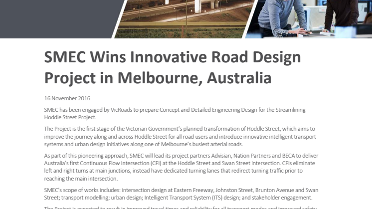 SMEC wins innovative road design project in Australia