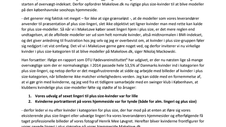 MakeLove sexshop søger plus size-modeller