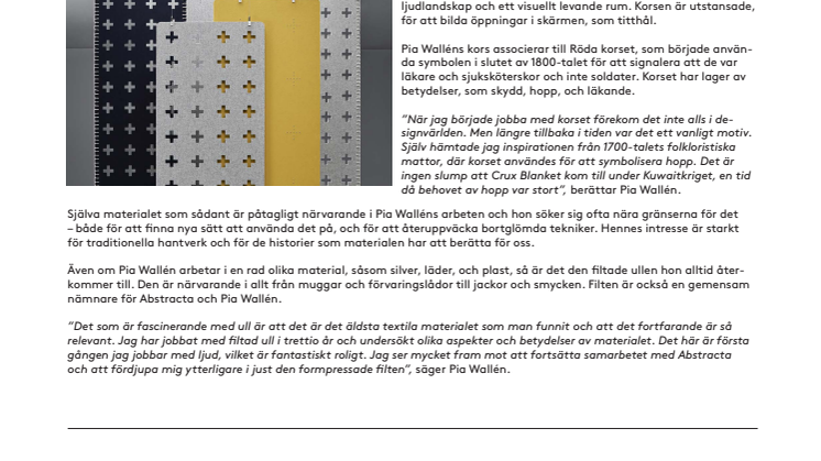 Modedesignern Pia Wallén i samarbete med Abstracta  -Spännande möte mellan mode och arkitektur 