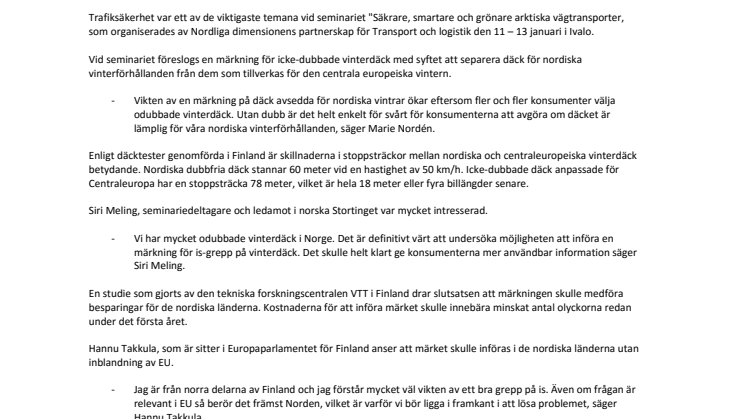 Nordiskt intresse för ny märkning av vinterdäck