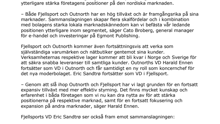 Outnorth går ihop med norska Fjellsport