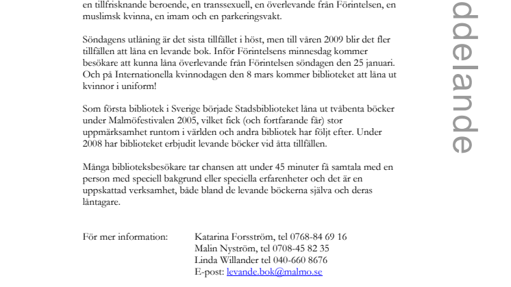 Låna en levande bok på Stadsbiblioteket i Malmö