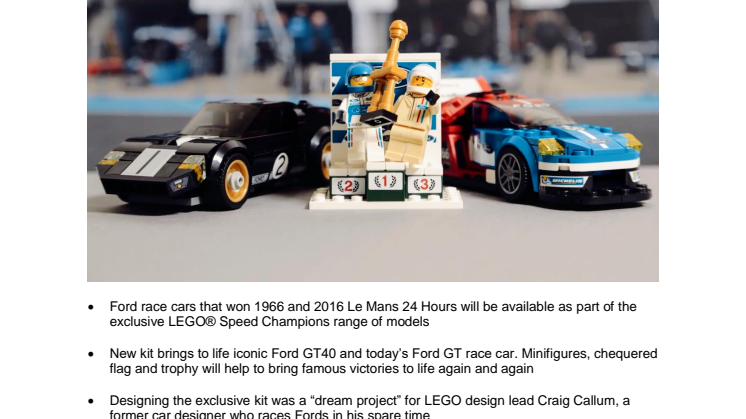 Ford løfter sløret for LEGO-udgaver af Le Mans-legender