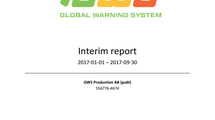 GWS Production AB (publ) publishes interim report for third (3) quarter 2017