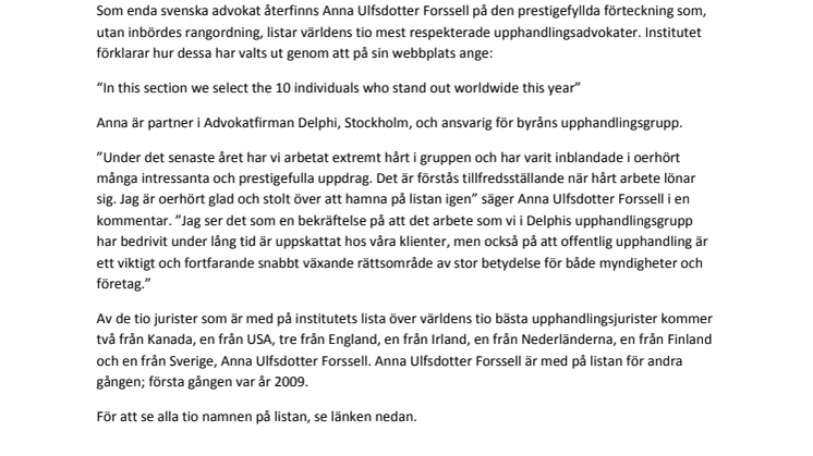 Anna Ulfsdotter Forssell tillhör världseliten inom offentlig upphandling