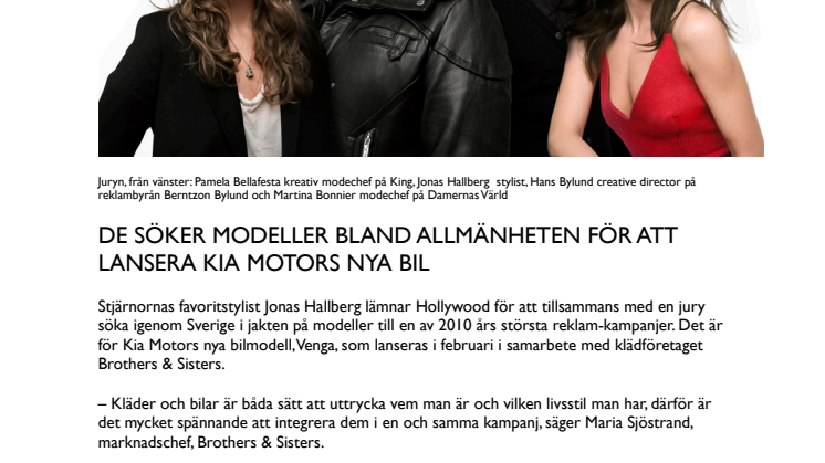 De söker modeller bland allmänheten för att lansera Kia motors nya bil