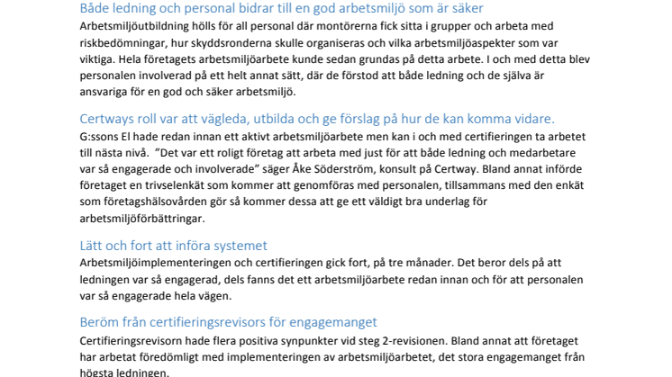 G:ssons El sätter människan och personalen i centrum