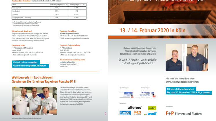 Flyer F+P Fliesen und Platten Forum 2020