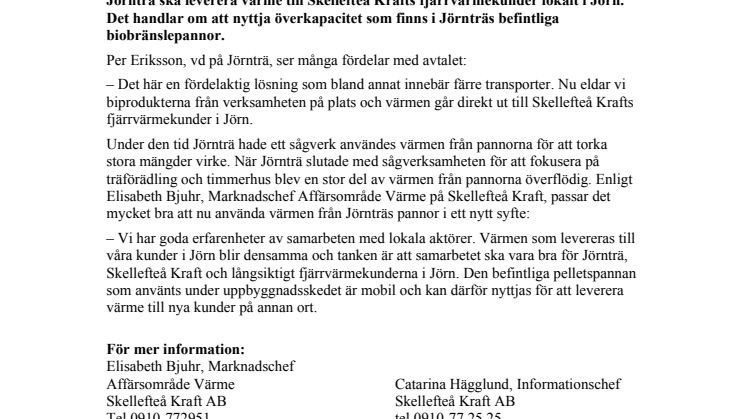 Jörnträ levererar lokal fjärrvärme