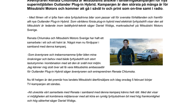 Renata Chlumska lanserar Mitsubishi Outlander Plug-in Hybrid