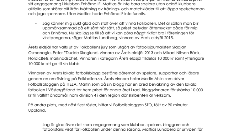 De tar hem Folkbollen 2015