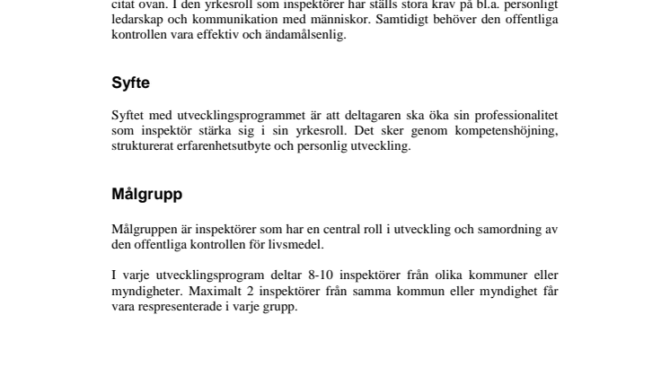 Utvecklingsprogram för inspektörer