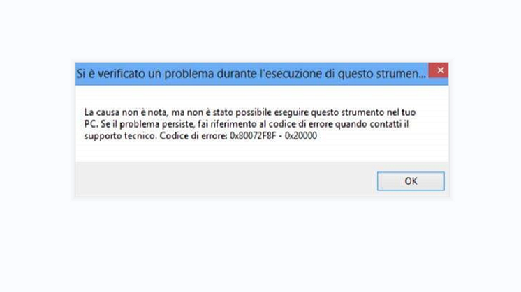 codice di errore 0x80072f8f 0x20000