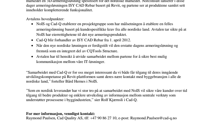 NoIS og Cad-Q i samarbeid