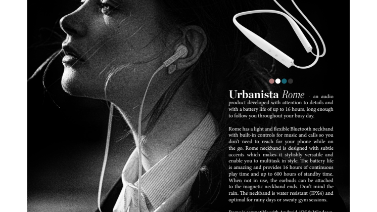 Urbanista Rome - Bluetooth hörlur med 16 timmars speltid och 600 timmar standby. 