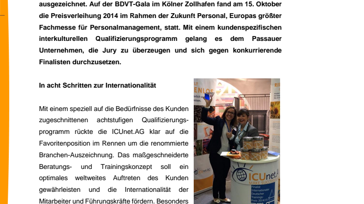 And the winner is… ICUnet.AG zum Gewinner des internationalen Deutschen Trainings-Preises 2014 gekürt