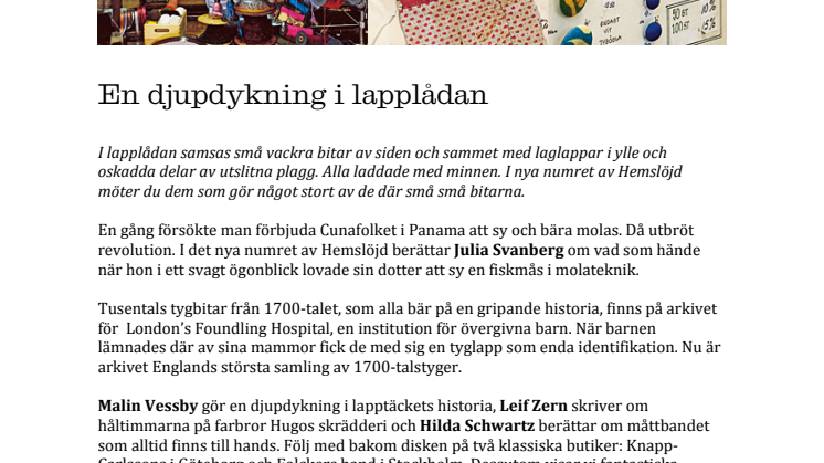 Hemslöjd djupdyker i lapplådan