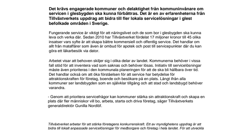 Service i glesbygd kräver engagerade kommuner 