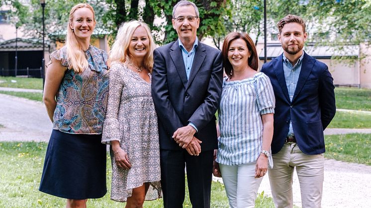 Från vänster: Elin Hölcke, VD Sigma Young Talent; Carina Eklöf, HR Specialist på AFA Försäkring; Lennart Andersson, IT-chef AFA Försäkring; Afrodite Panagos, Chef Systemutveckling AFA Försäkring; Johan Ward, Business Unit Manager Sigma Young Talent