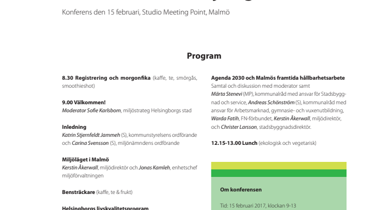 Program miljölägesdagen 15 februari 2017