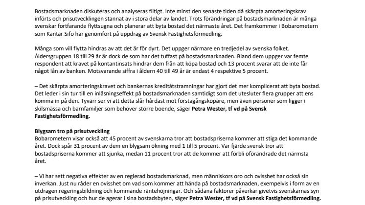Här är trösklarna som hindrar svenskarna från att byta bostad