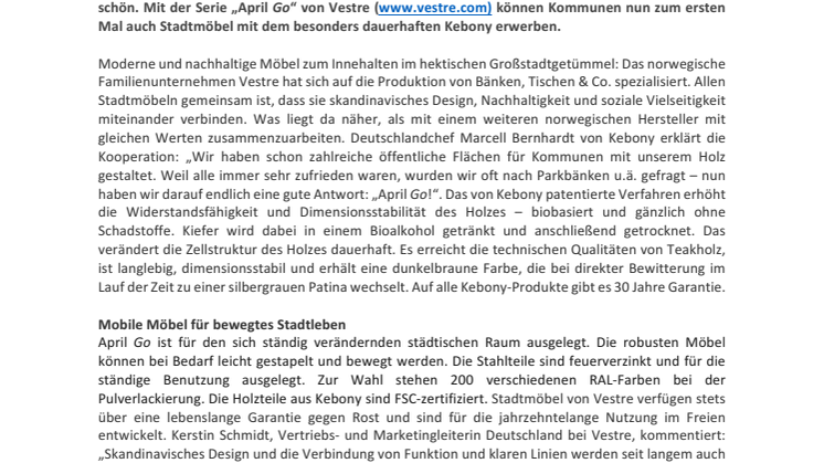 Jetzt neu: Stadtmöbel mit Kebony Holz 
