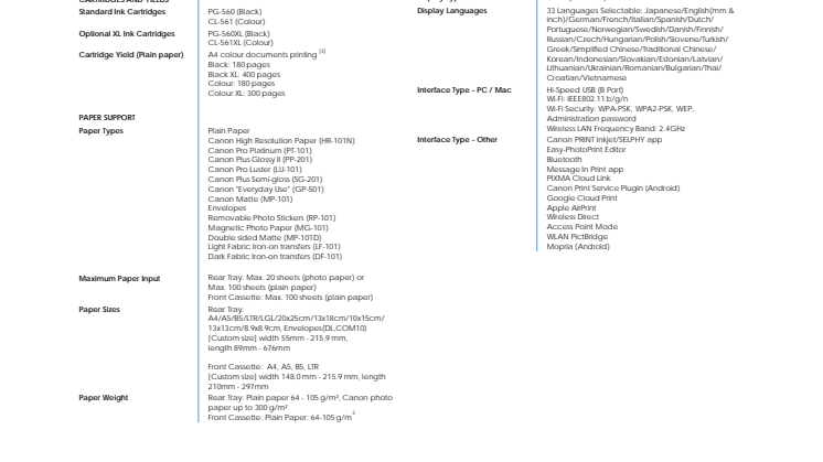 PIXMA TS5350 EUR_PR Spec Sheet