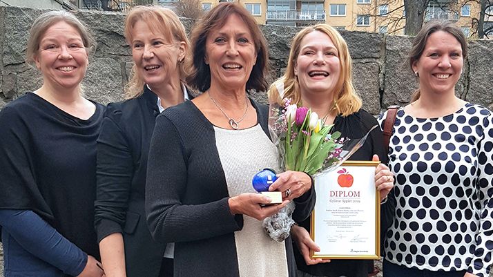 Osteoporosteamet på Norrtälje sjukhus efter utdelningen av Gyllene Äpplet.