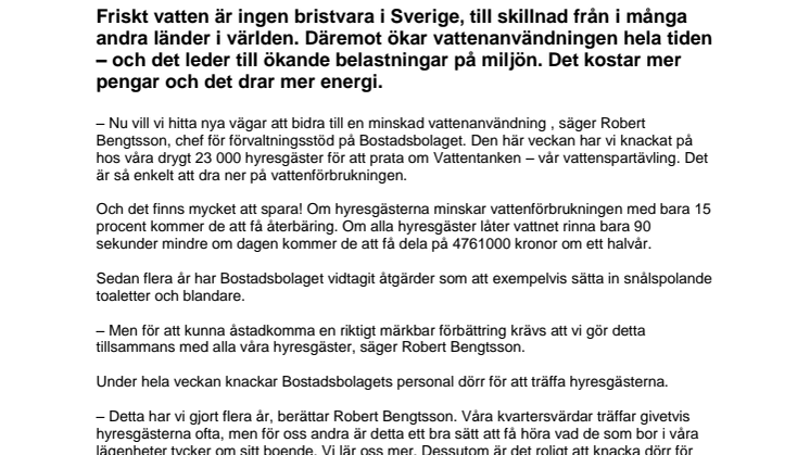 Vattenspartävling ska minska vattenförbrukningen med 15 procent