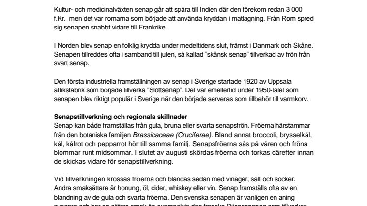 Fakta om senap