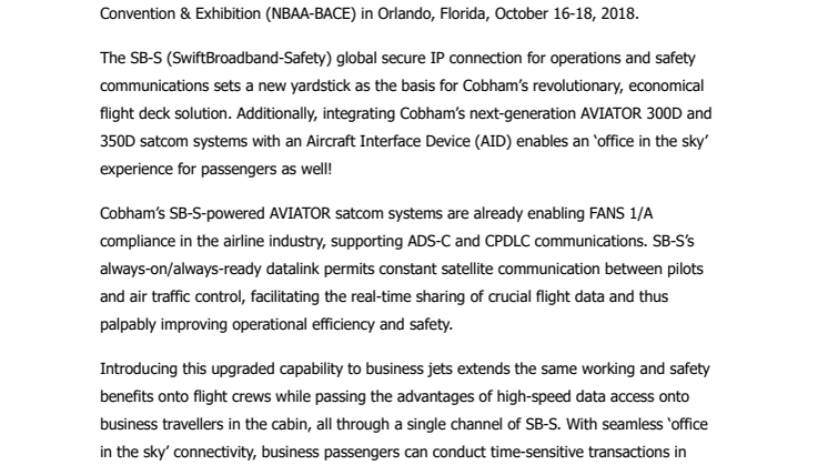 SB-S-based flight-deck solution is good for business