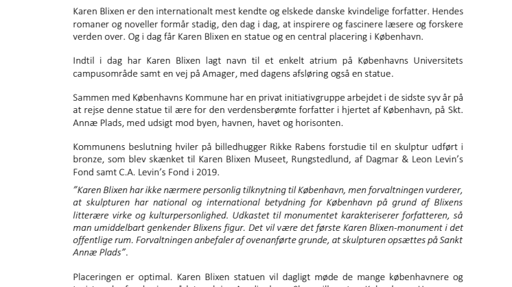 Statueprojektet: Karen Blixen