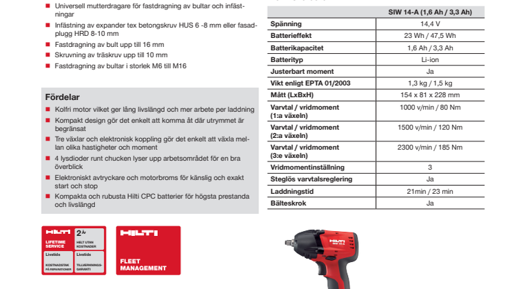 Batteridriven mutterdragare SIW 14-A samt batteridriven slagskruvdragare SID 14-A