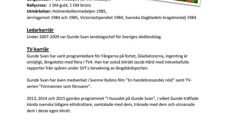 Pressfakta - Gunde Svan