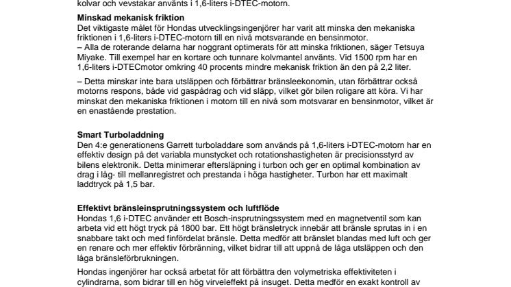 Snart premiär för Hondas nya dieselmotor 