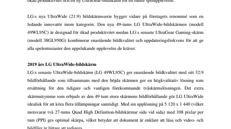 LG presenterar nya bildskärmar under CES 2019