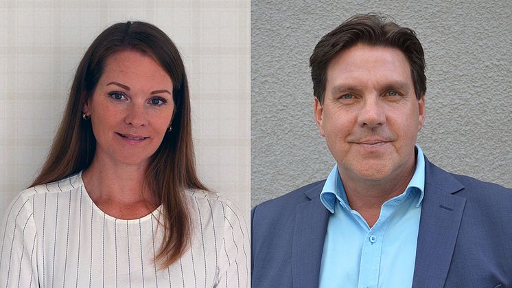 Till vänster, Hanna Markkula, avdelningschef Fastighetsutveckling. Till höger, Karl Frisell avdelningschef Projekt.