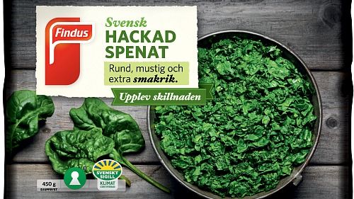 Findus återkallar Hackad spenat, 450 gram, artikelnummer 400802​​