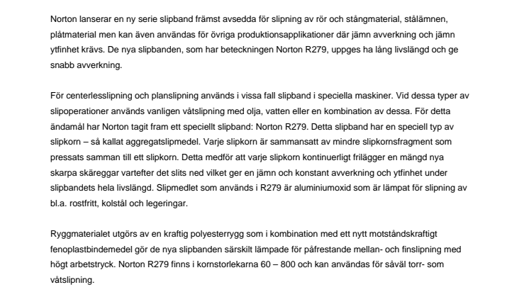 Nya slipband för centerless- och planslipning