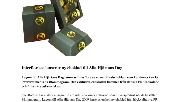 Interflora.se lanserar ny choklad till Alla Hjärtans Dag