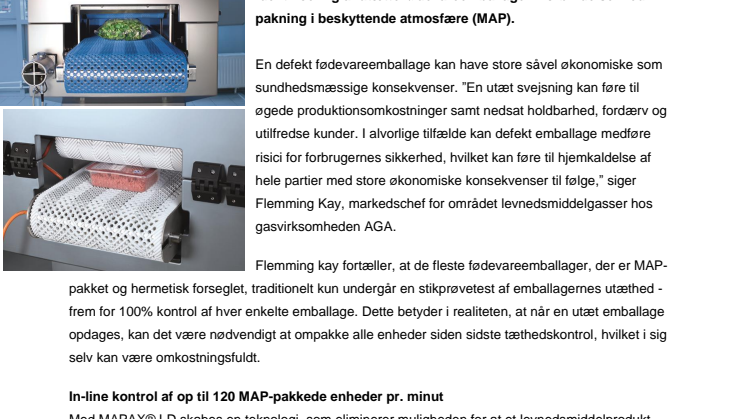 Leak detector fra AGA  - ny levnedsmiddelteknologi til sikker identificering af utæt emballage 