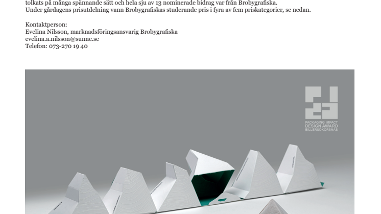 Brobygrafiska studerande vann 4/5 kategorier på PIDA (Packaging Impact Design Award)