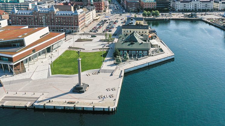 Unique self-watering grass system in central Helsingborg, Sweden