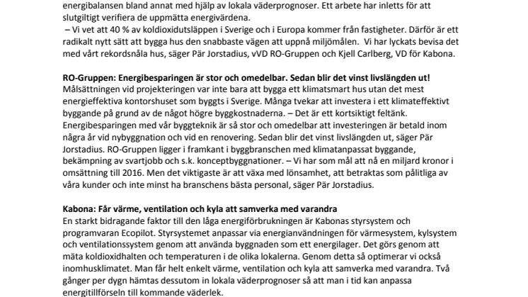 Sveriges mest energieffektiva kontorshus ligger i Borås!