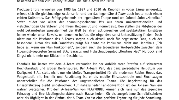 PLAYMOBIL trifft auf das A-Team: A-Team Van kommt im Oktober