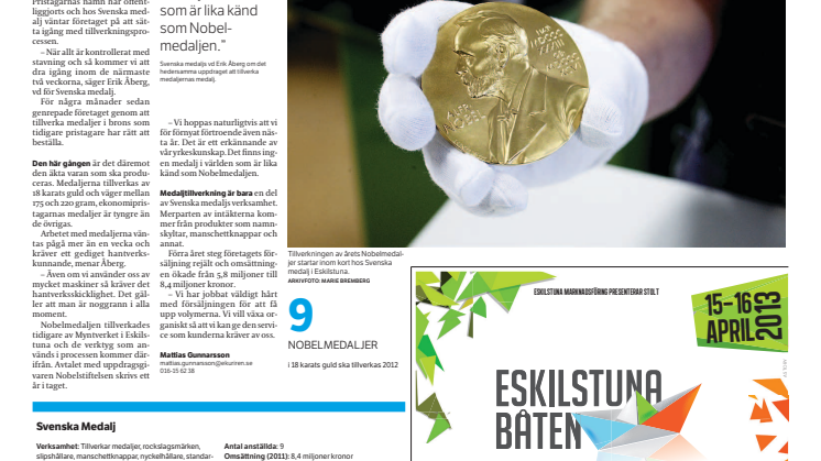 Nobelglans i medaljfabriken